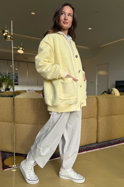 Beach Walk Fleece Cardigan Lemon
